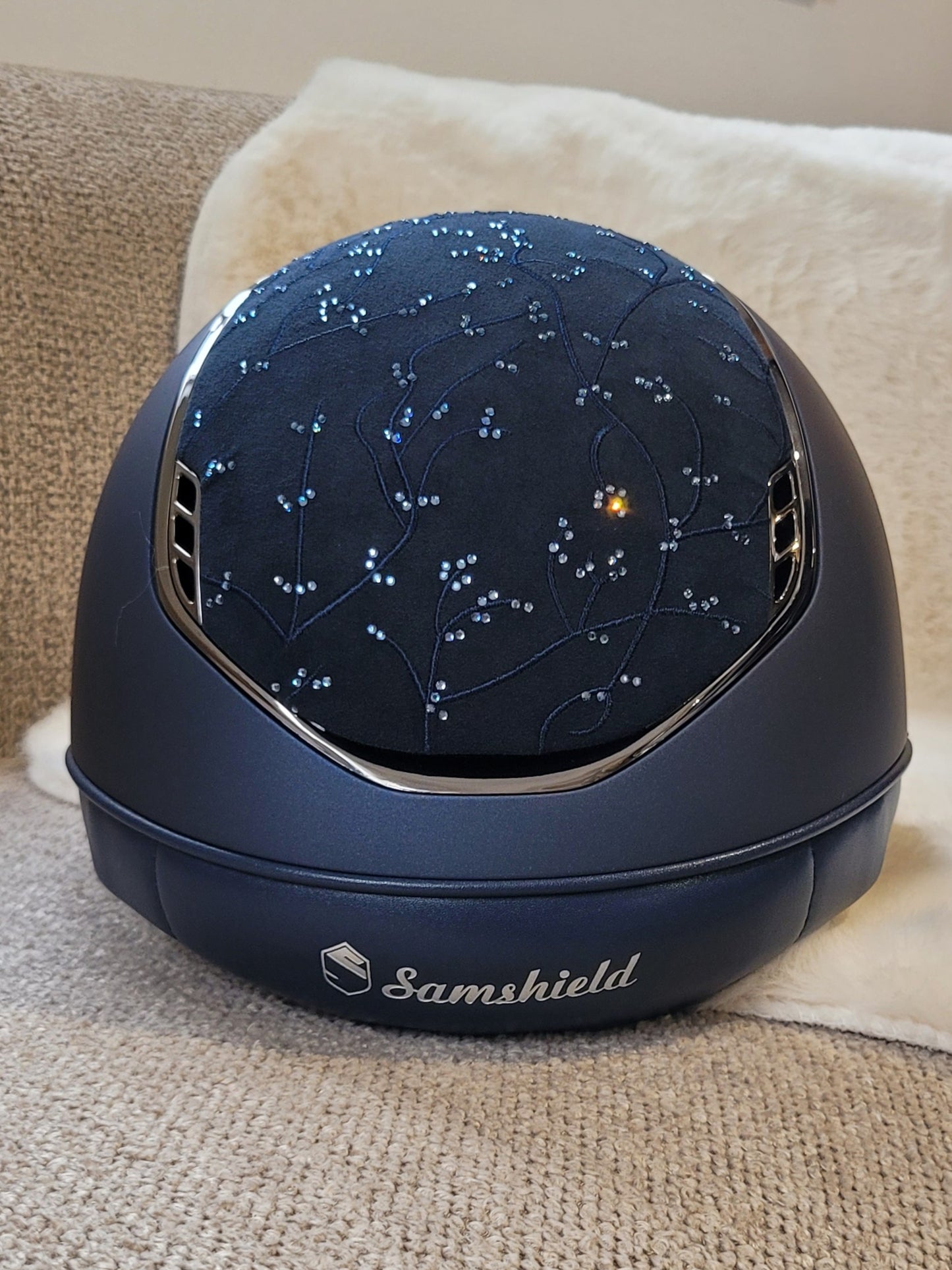 Samshield 2.0 Paardrijhelm Miss Shield Shadowmatt Crystal Leaf 5 Crystals Navy
