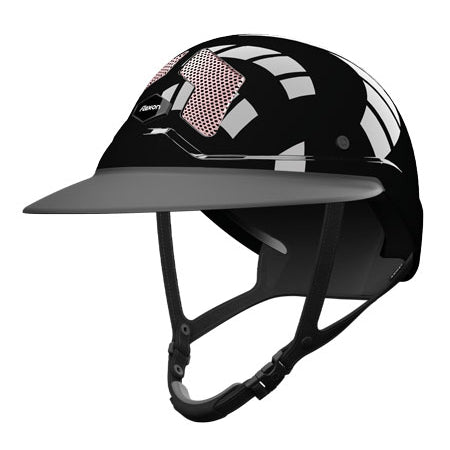 Flex-on Armet Paardrijhelm Star Angel Zwart Polo Klep Gold Pink Grids Zwarte Kinband