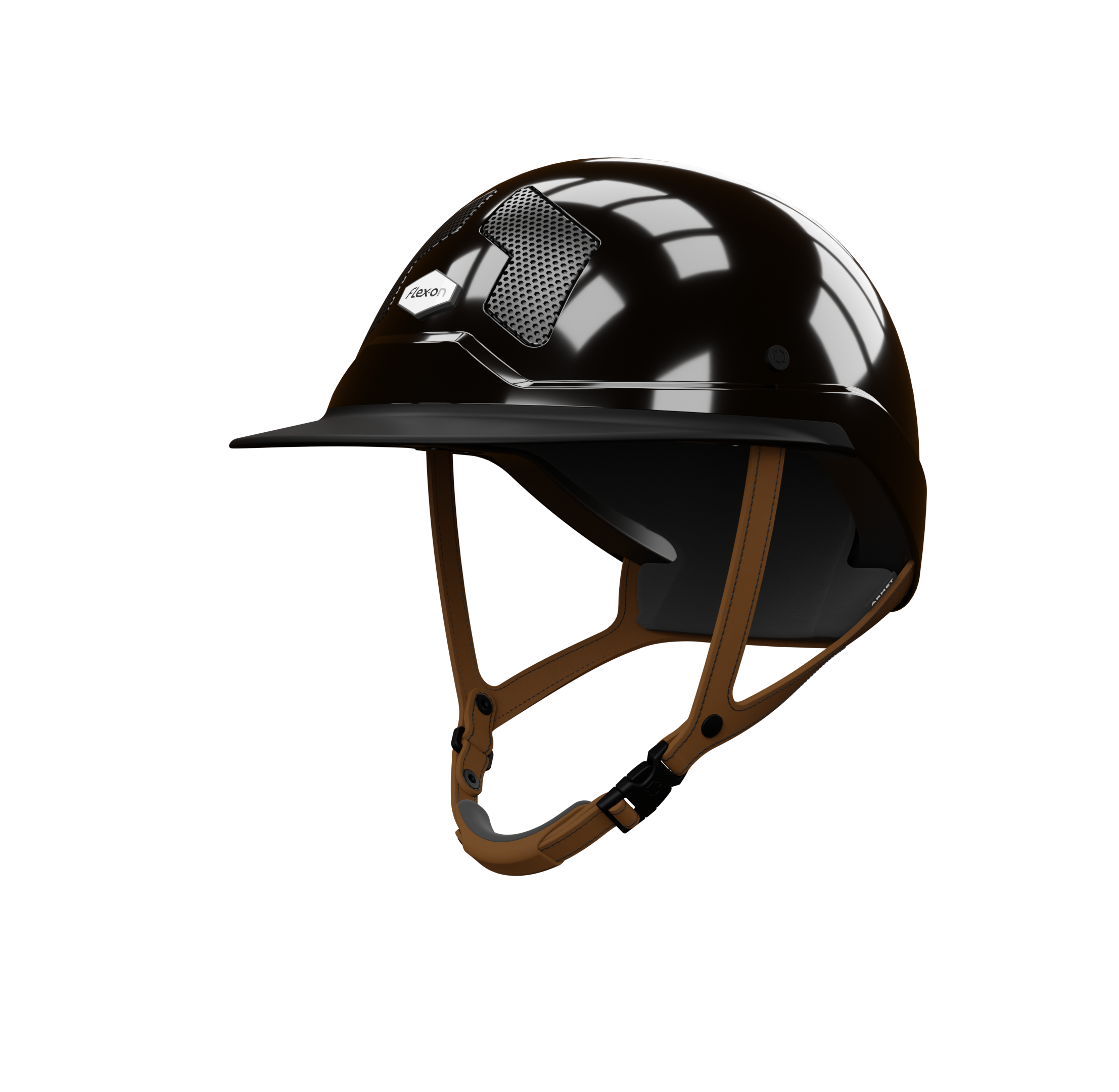 Flex-on Armet Paardrijhelm Star Mixte Zwart Korte Klep Bruine Kinband Zwart