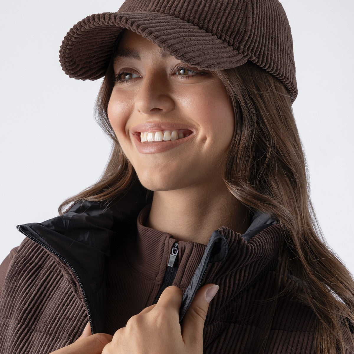 Equiline Baseball Cap Dames Corduroy Eqfalt Cocoa Powder