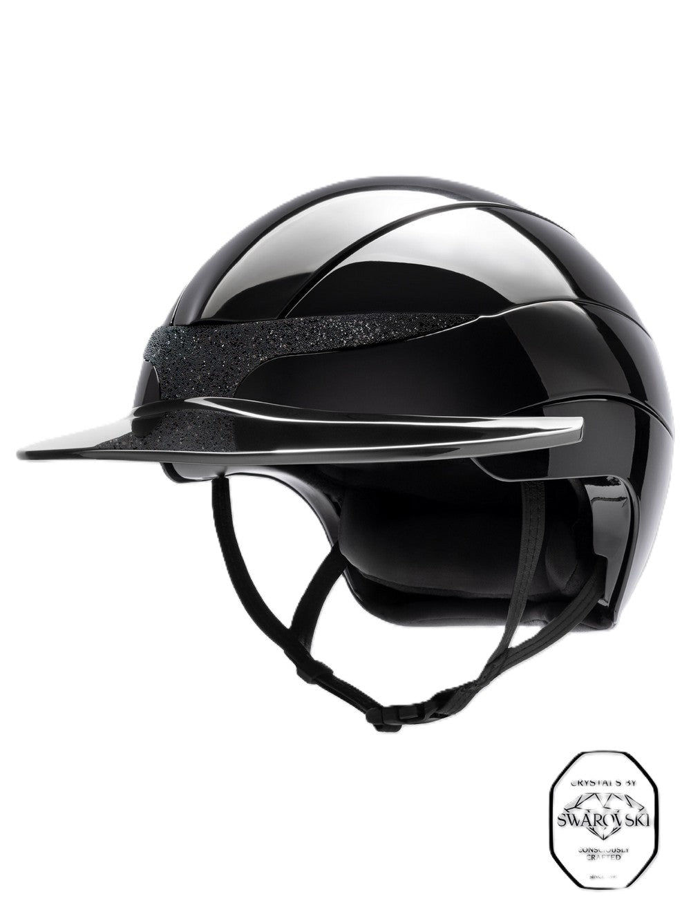 Equiline Paardrijhelm Xanto Sun Visor Gloss Swarovski Zwart