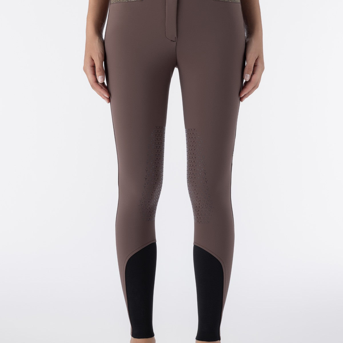 Equiline Rijbroek Dames Knie Grip Hoge Band Crystalek Cocoa Powder