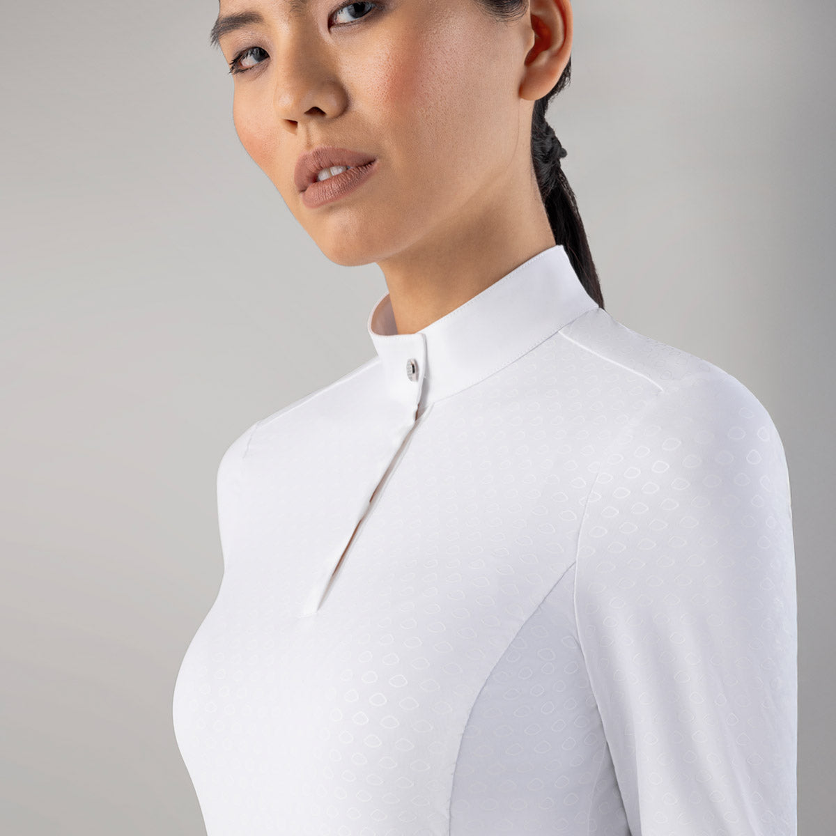 Equiline Wedstrijdshirt Dames Lange Mouwen Cols Wit
