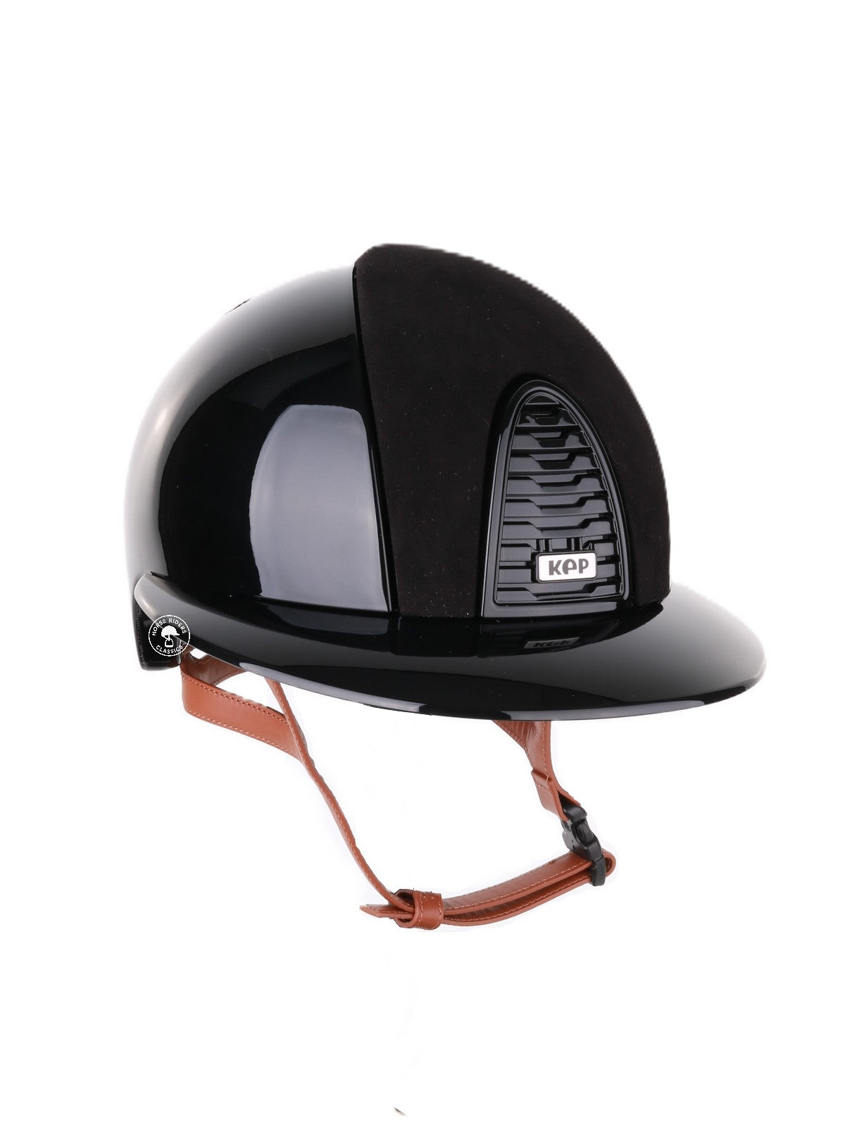 Kep Italia Paardrijhelm Cromo 2.0 Polish Polo Klep Zwart Suede Insert Beige Kinband