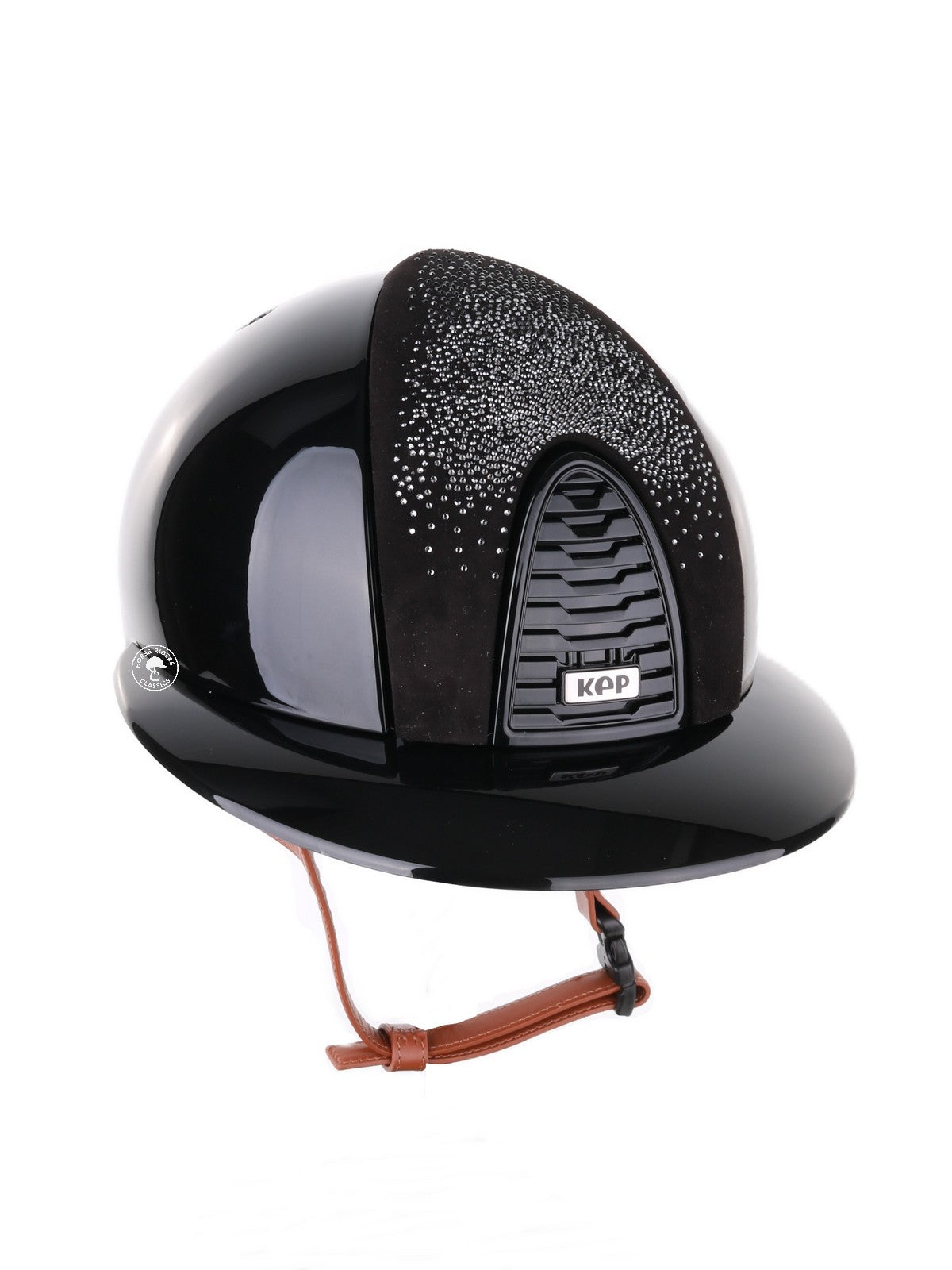 Kep Italia Paardrijhelm Cromo 2.0 Polish Polo Klep Zwart Shaded Silver Insert Beige Kinband