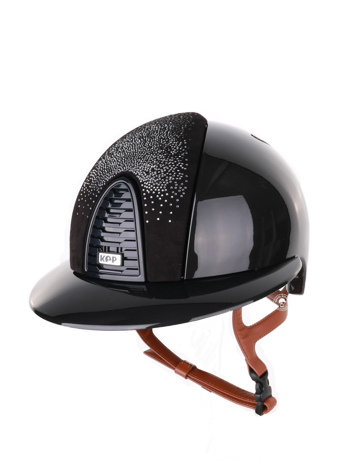 Kep Italia Paardrijhelm Cromo 2.0 Shine Polo Klep Zwart RAW Frame Shaded Silver Insert Beige Kinband
