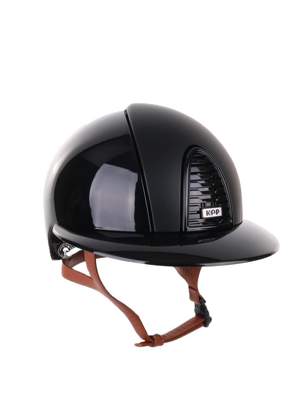 Casque Kep Italia Cromo 2.0 Polish Polo Noir Textile Inserts Beige Jugulaire