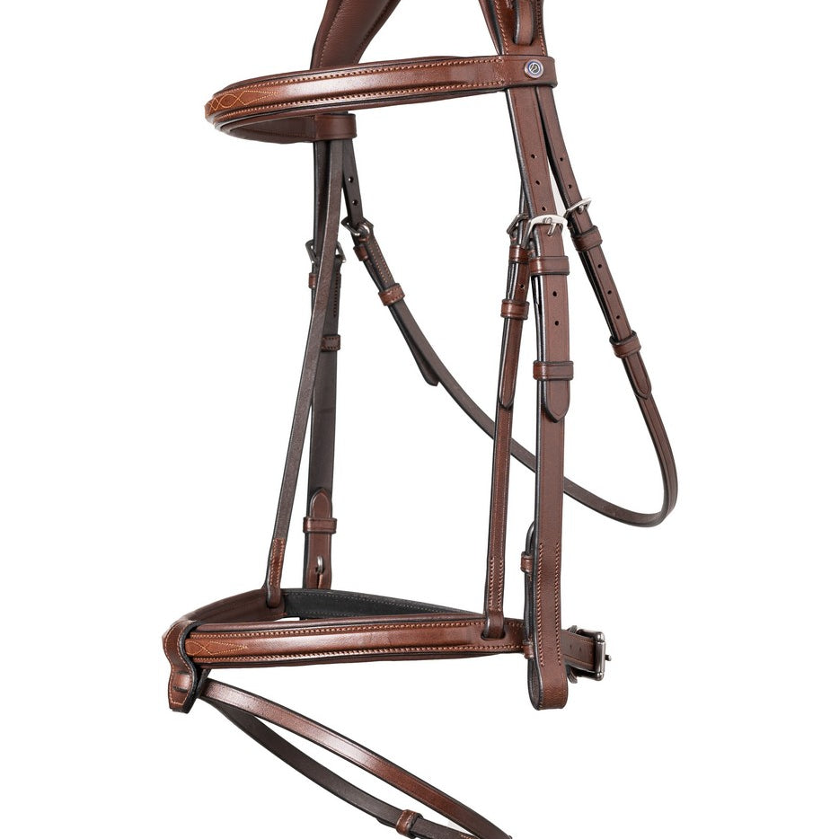 TRUST hoofdstel Geneva gecombineerde neusriem zilveren gesp Bruin Bruin