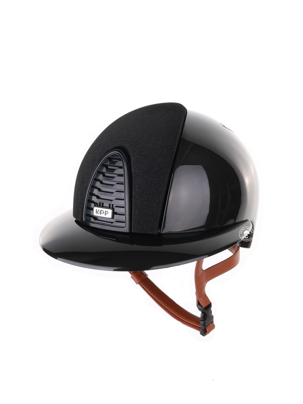 Kep Italia Paardrijhelm Cromo 2.0 Shine Polo Klep Zwart RAW Frame Galassia Insert Beige Kinband