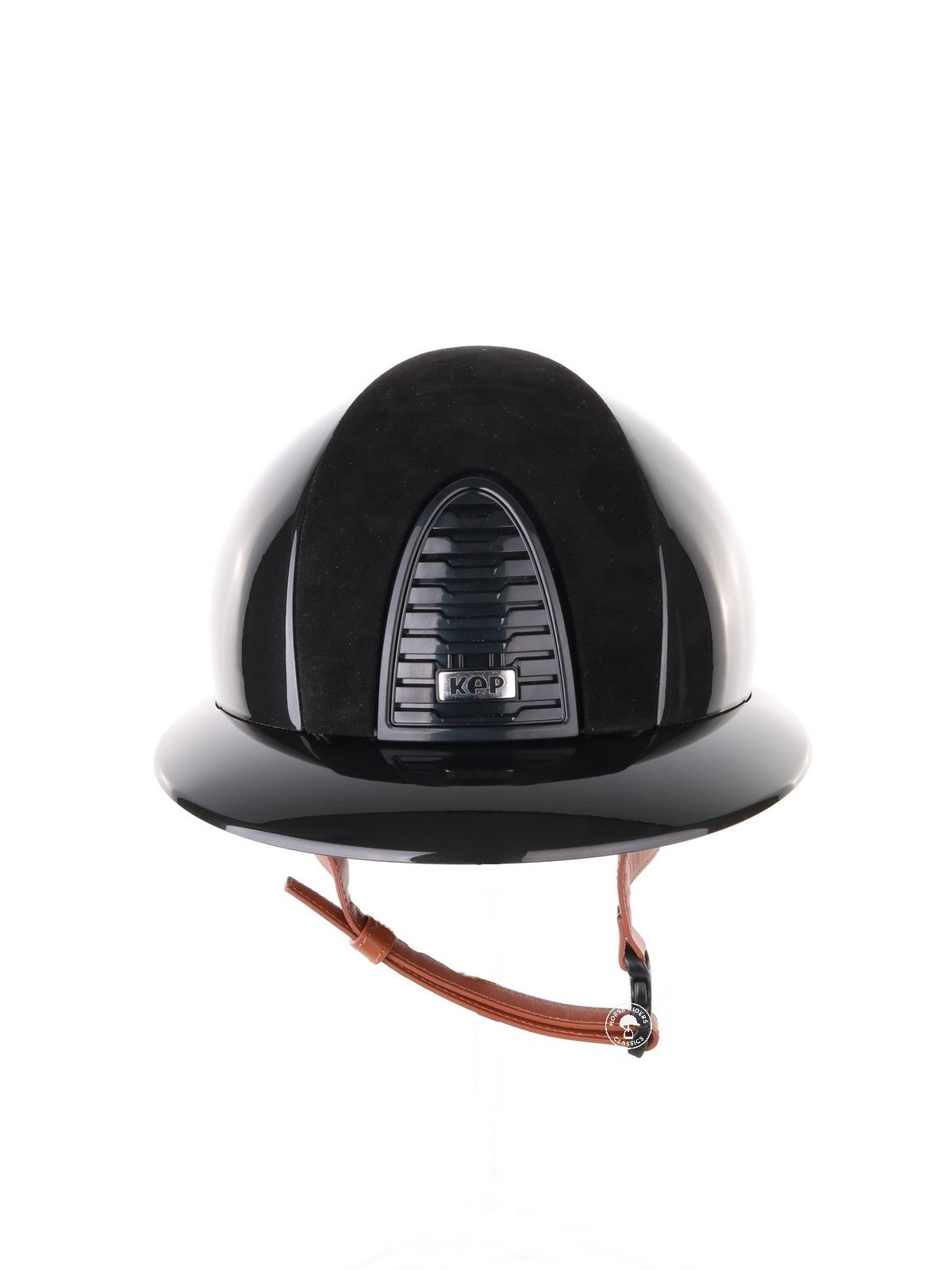Casque Kep Italia Cromo 2.0 Shine Polo Noir RAW Frame Suede Insert Beige Jugulaire