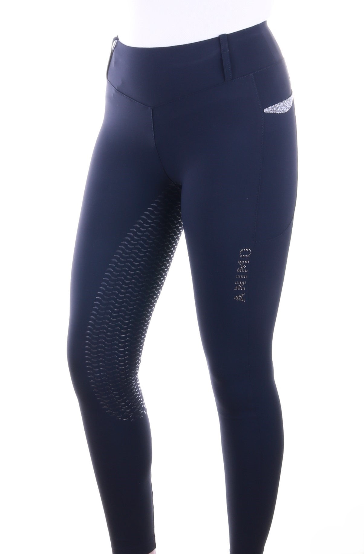 Animo rijbroek pull on hoge band full grip dames Nimbus Navy