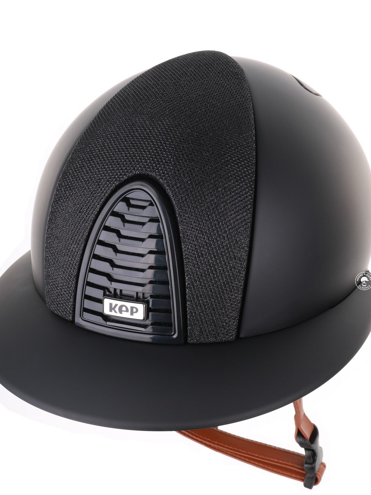 Kep Italia Paardrijhelm Cromo 2.0 Matt Polo Klep Zwart Luminor Insert Beige Kinband