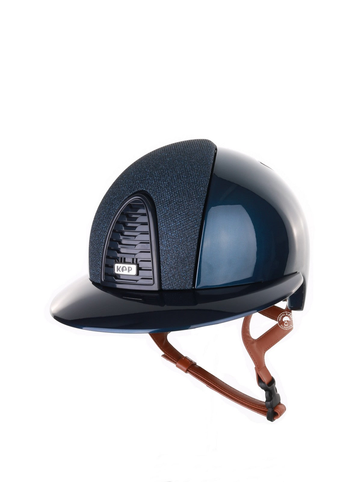 Kep Italia Paardrijhelm Cromo 2.0 Shine Polo Klep Blauw RAW Frame Luminor Blue Insert Beige Kinband
