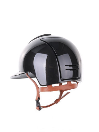 Kep Italia Paardrijhelm Cromo 2.0 Shine Polo Klep Zwart RAW Frame Luminor Insert Beige Kinband