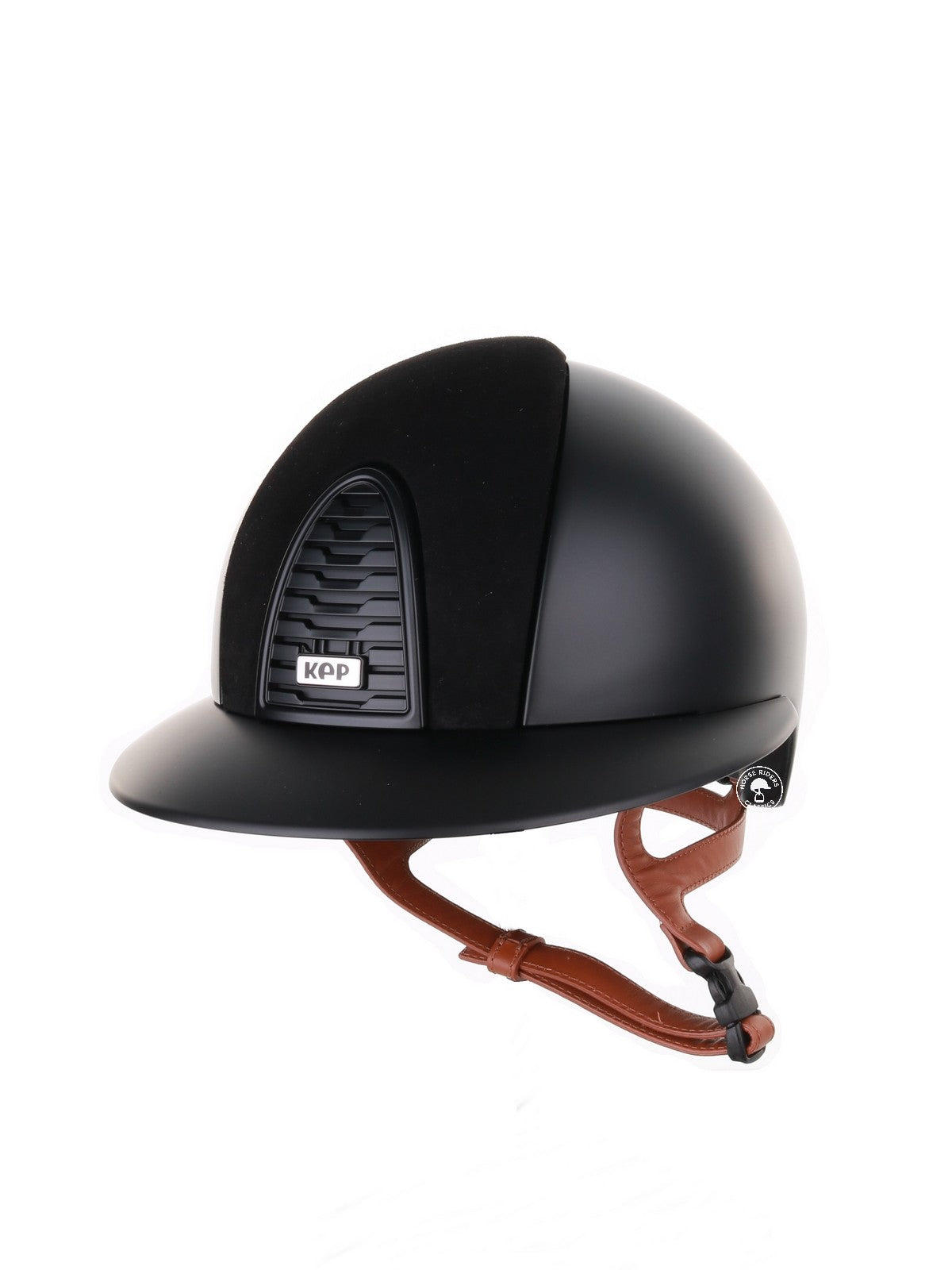 Kep Italia Paardrijhelm Cromo 2.0 Textile Polo Klep Zwart Suede Insert Beige Kinband