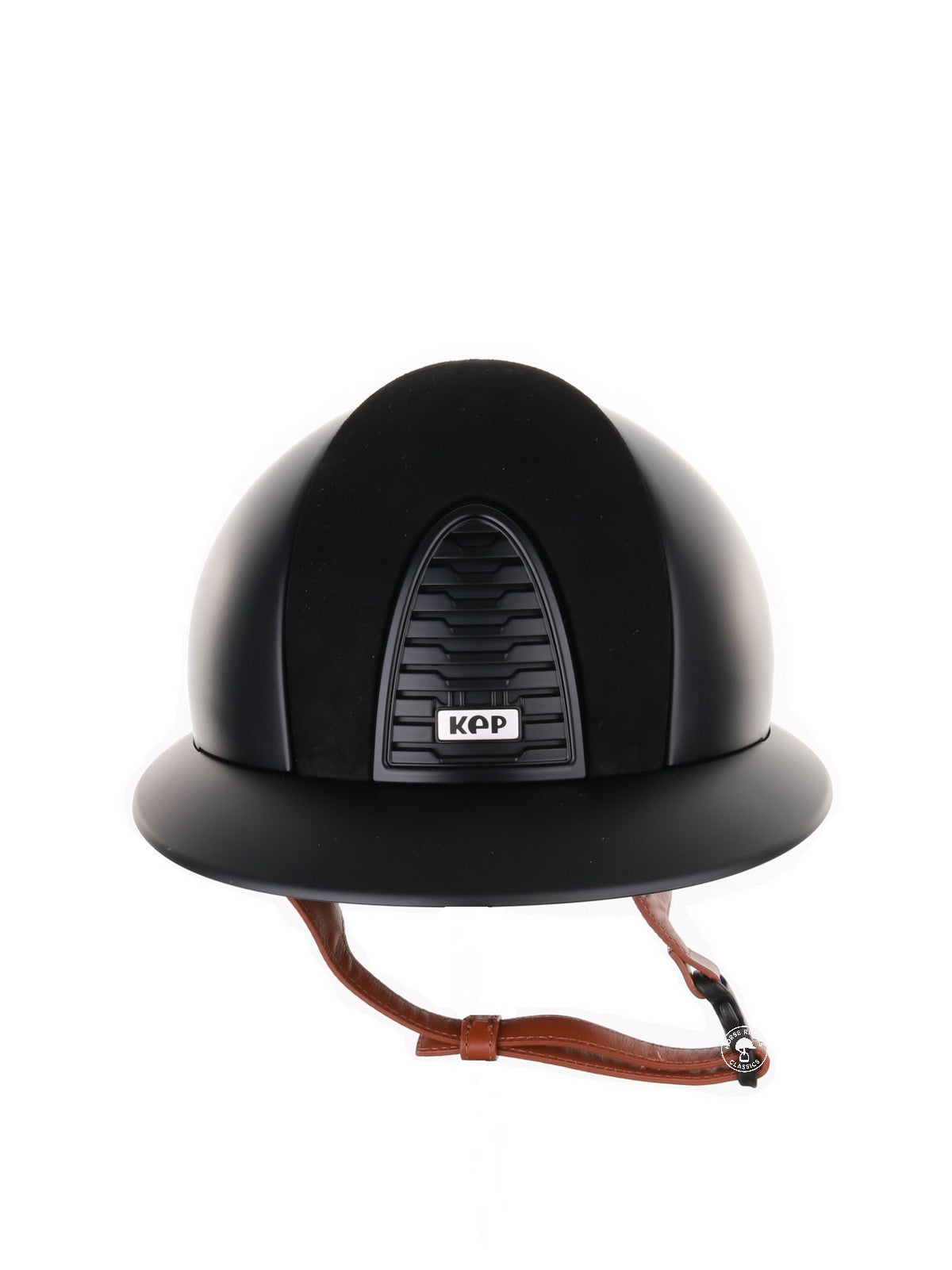 Kep Italia Paardrijhelm Cromo 2.0 Textile Polo Klep Zwart Suede Insert Beige Kinband