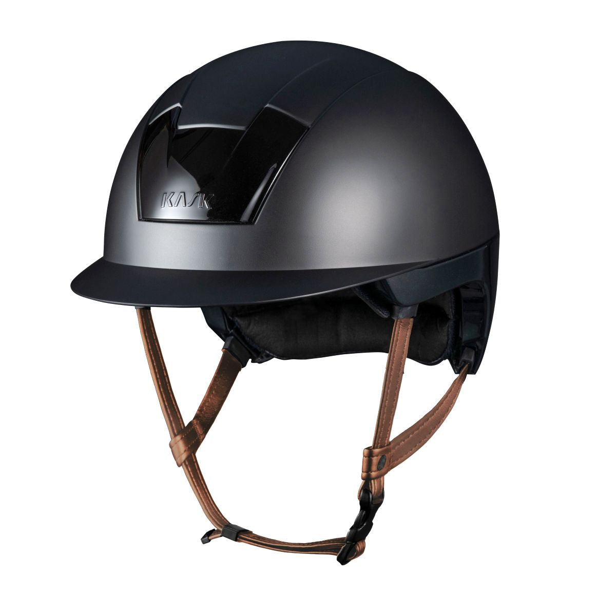 Kask Kooki Mat Zwart Lichtbruine Kinband