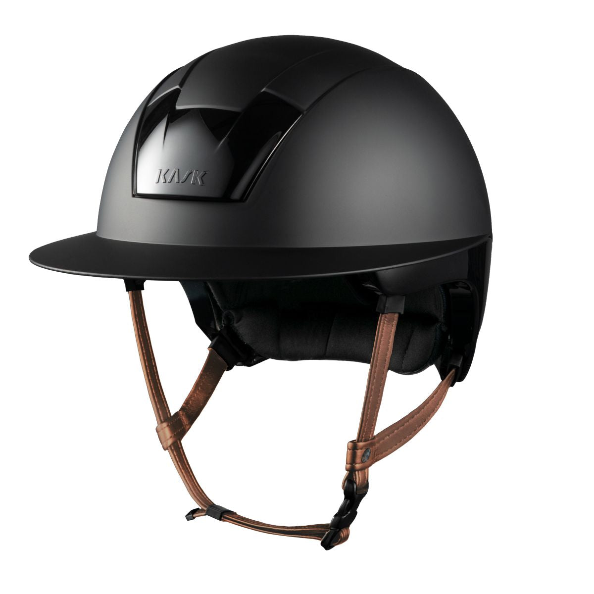 Kask Kooki Lady Mat Zwart Lichtbruine Kinband Zwart