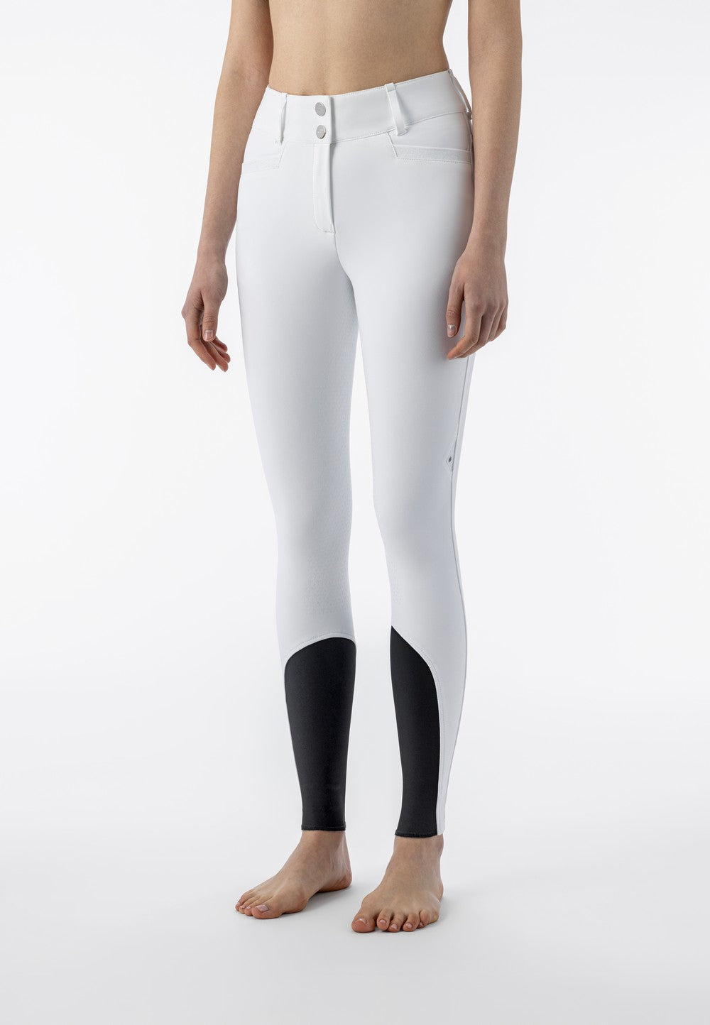 Pantalon d'équitation Equiline femme pleine adhérence taille haute Crystalef Blanc