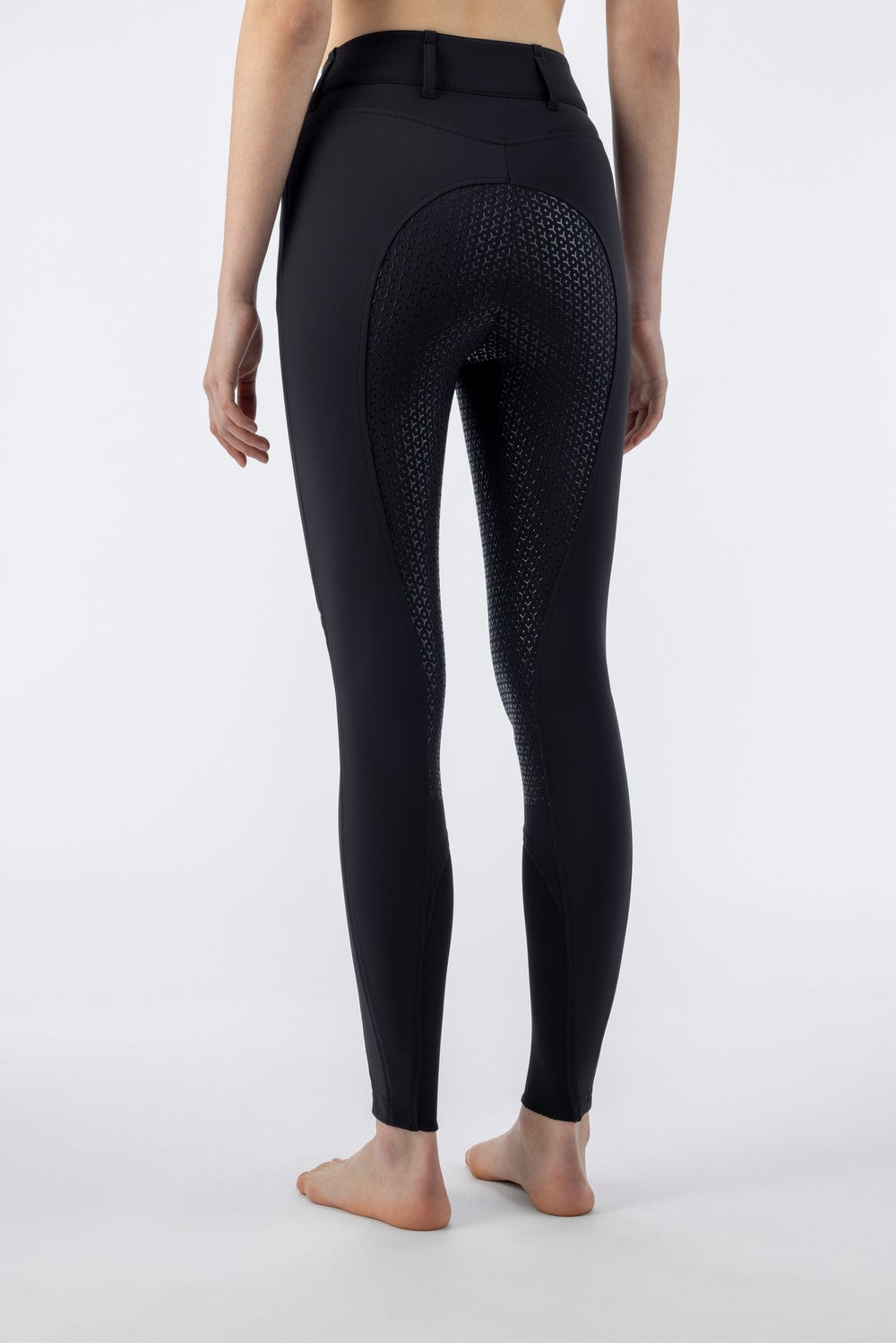 Pantalon d'équitation Equiline femme pleine adhérence taille haute Crystalef Noir