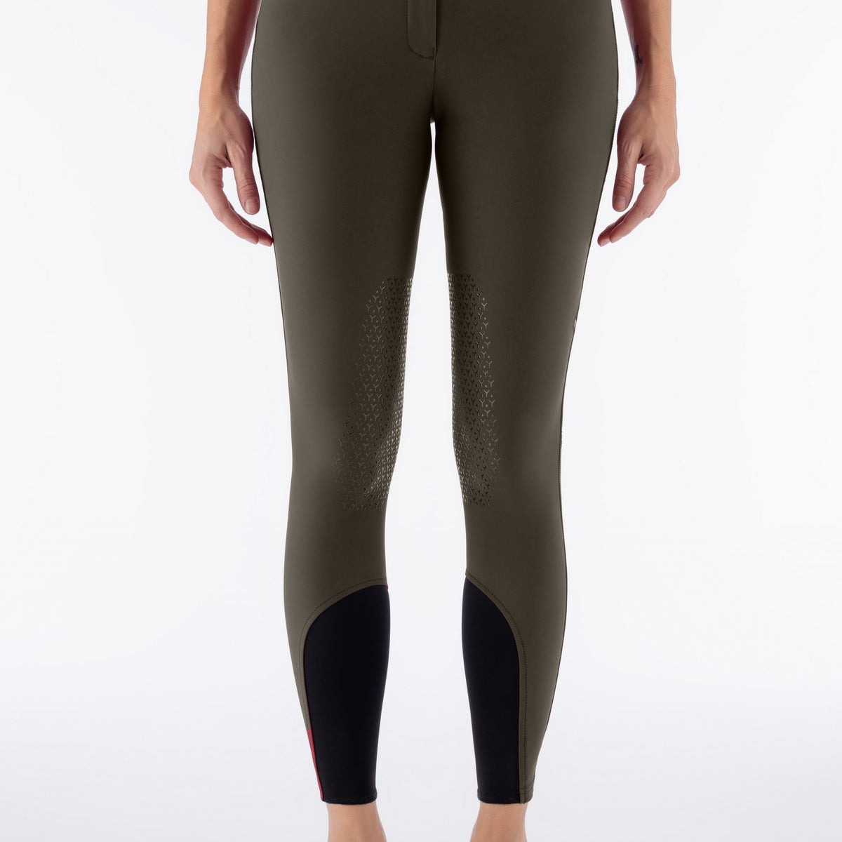 Equiline Rijbroek Dames Knie Grip Hoge Band Eqcrystalek Olive Night