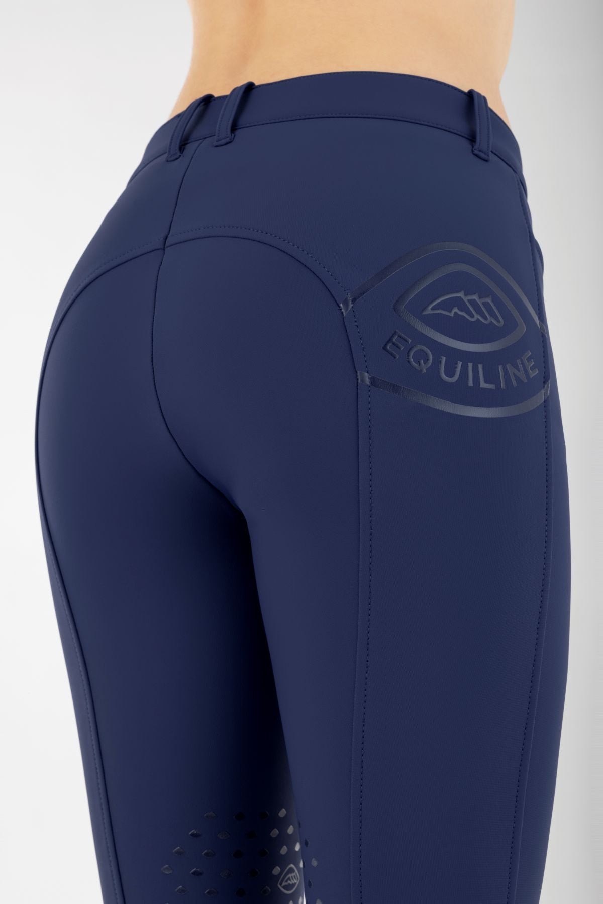 Equiline Rijbroek winter knie grip dames Cornek Logo Navy Peony