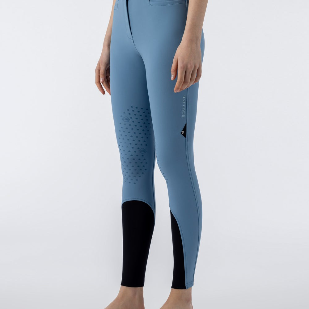 Equiline rijbroek dames knie grip hoge band Edisonkh Provincial Blue Provincial Blue