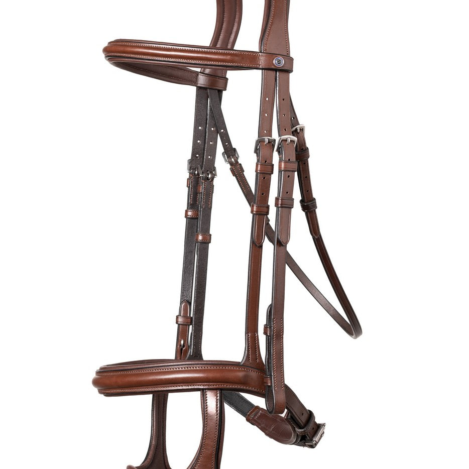 TRUST hoofdstel Paris dubbele neusriem zilveren gesp Bruin Bruin