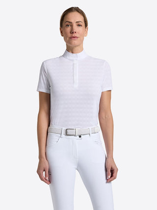 RG Maillot de compétition Jacquard manches courtes femme Blanc