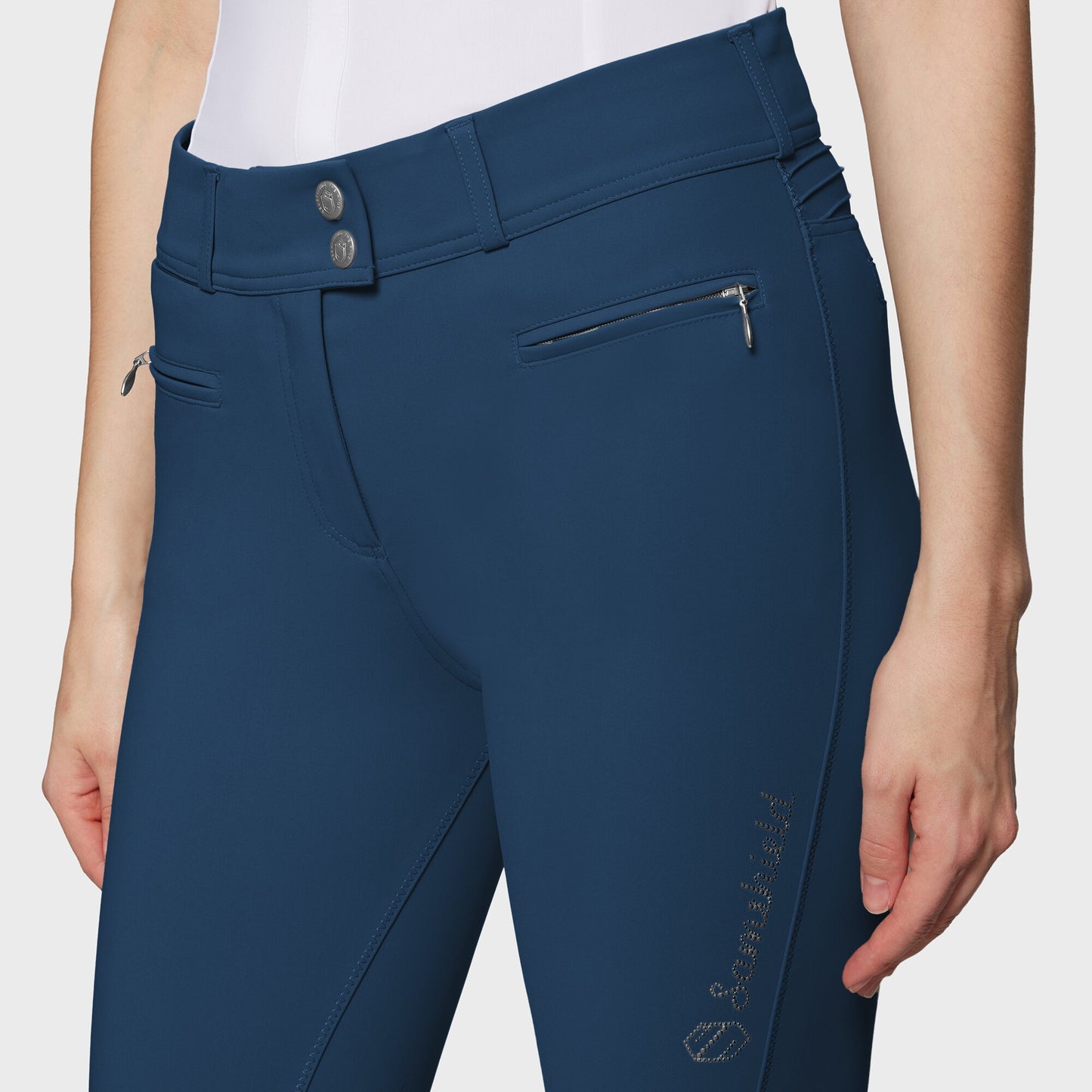Samshield Rijbroek Knie Grip Dames Clara Metal Dots Hoge Band Celestial Blue