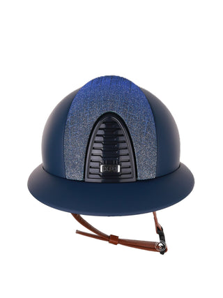 Kep Italia Paardrijhelm Cromo 2.0 Matt Polo Klep Blauw RAW Frame Galassia Light Blue Insert Beige Kinband