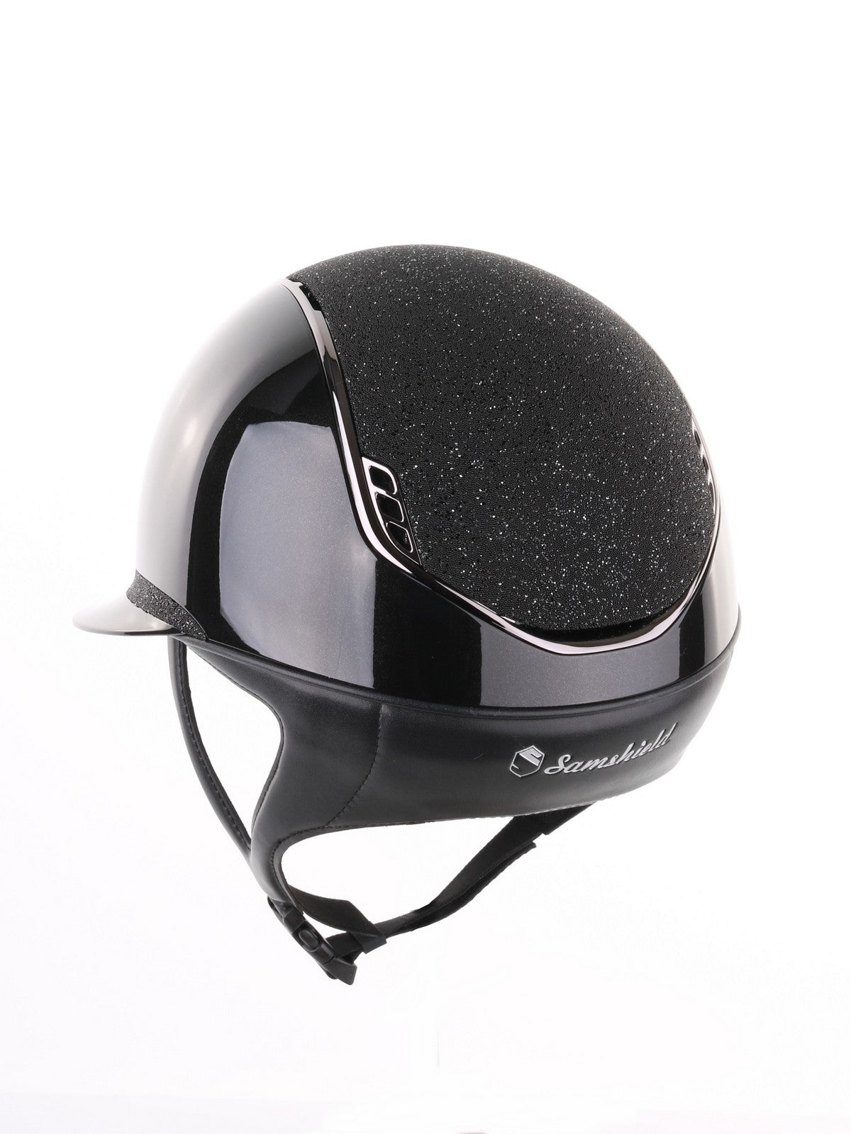 Samshield 2.0 Paardrijhelm Miss Shield Shadowglossy Crystal Fabric Zwart