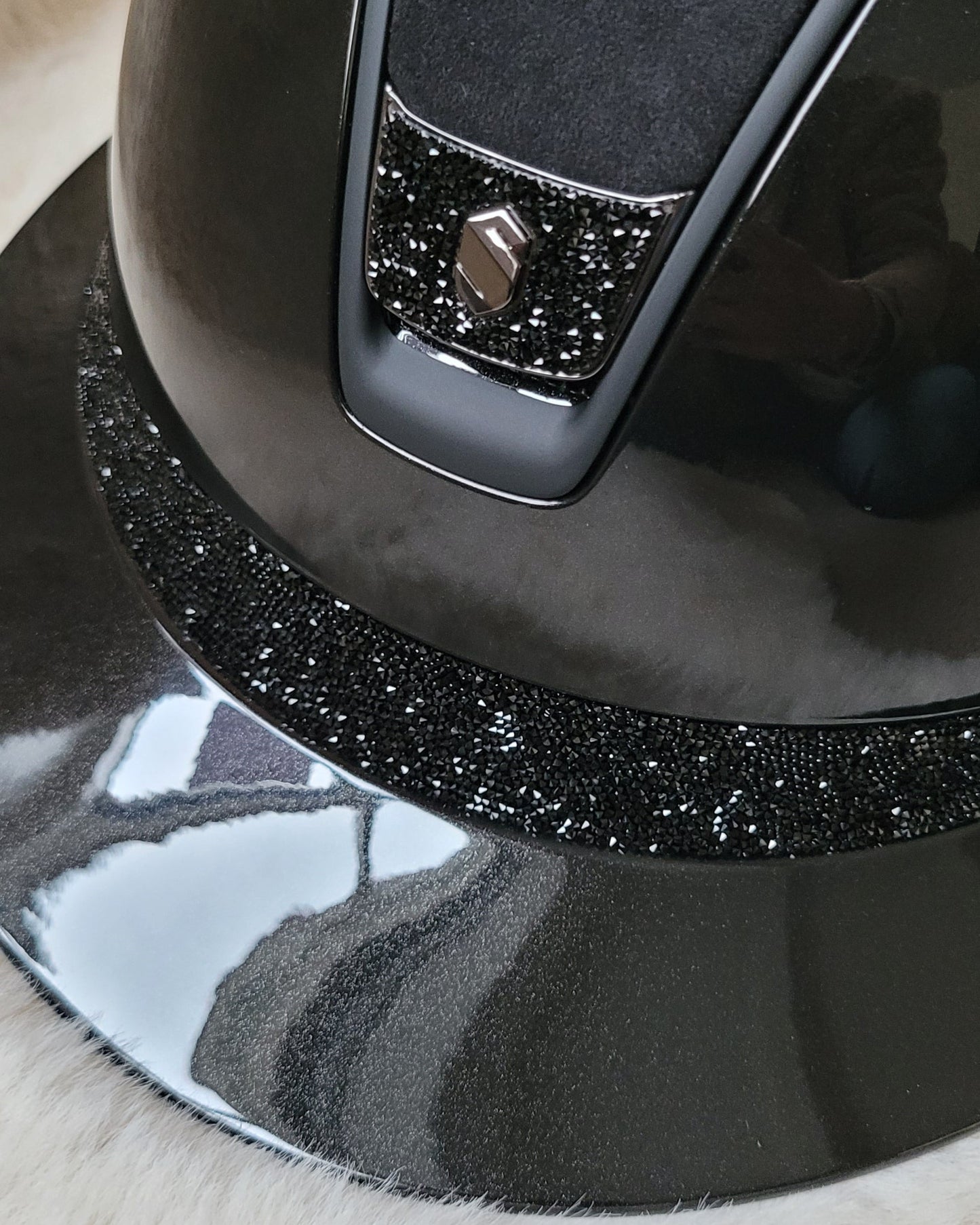 Samshield 2.0 Paardrijhelm Miss Shield Shadowglossy Ultra Fine Rock Blazon Frontal Band Zwart