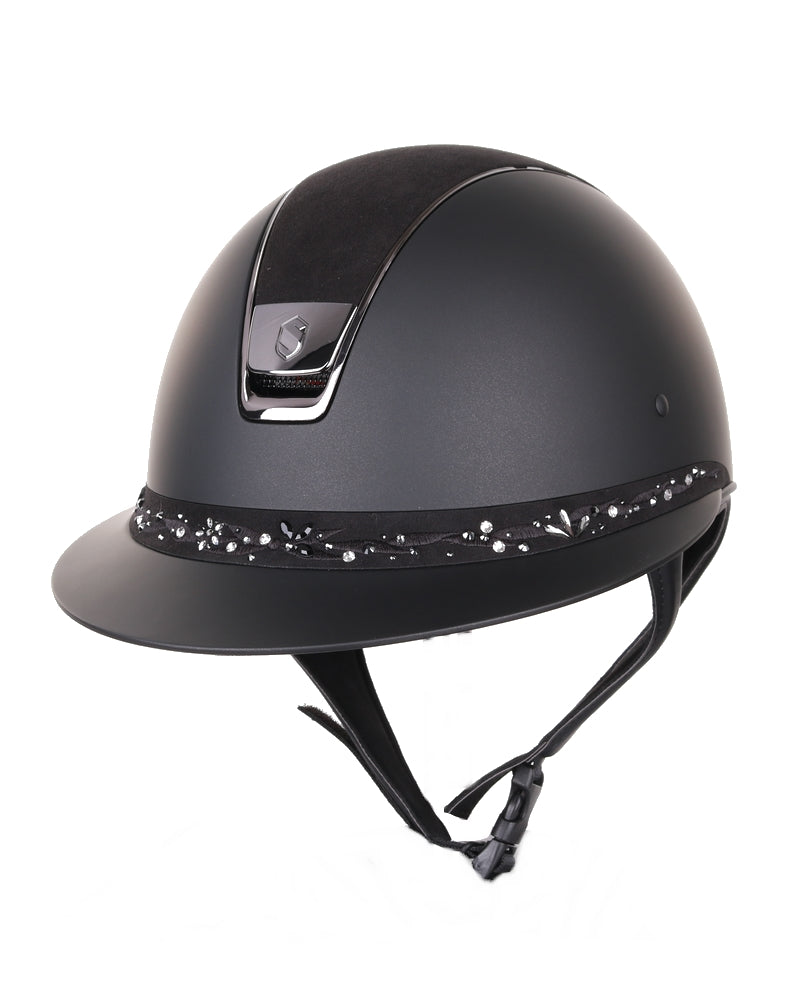 Samshield 2.0 Paardrijhelm Miss Shield Flower Swarovski Jewellery Frontal Band Zwart Zwart Dressuur