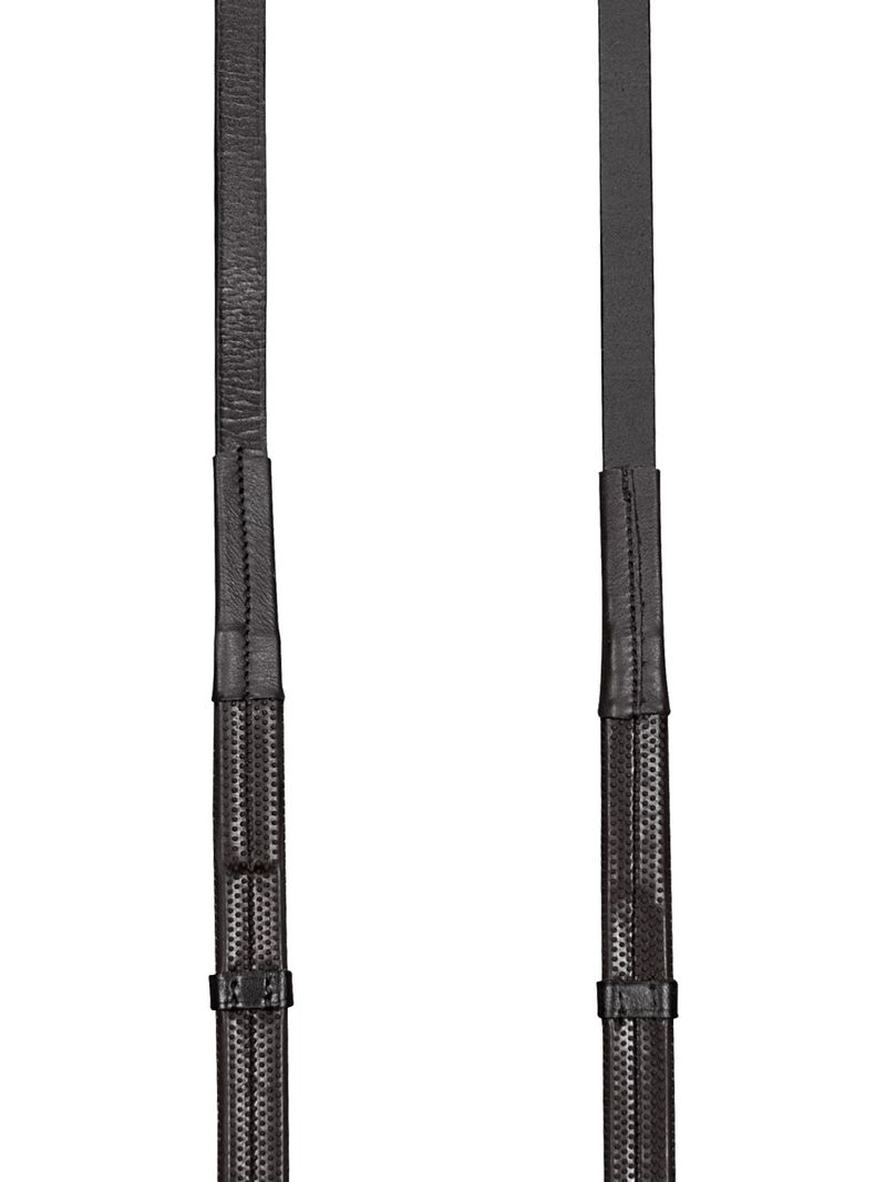Equiline rênes en caoutchouc avec arrêts en cuir noir