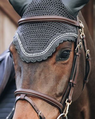 Kentucky Horsewear vliegenmuts Wellington Stone & Pearl grijs