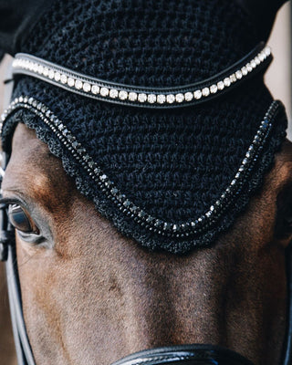 Kentucky Horsewear Vliegenmuts Lang Stone & Pearl zwart