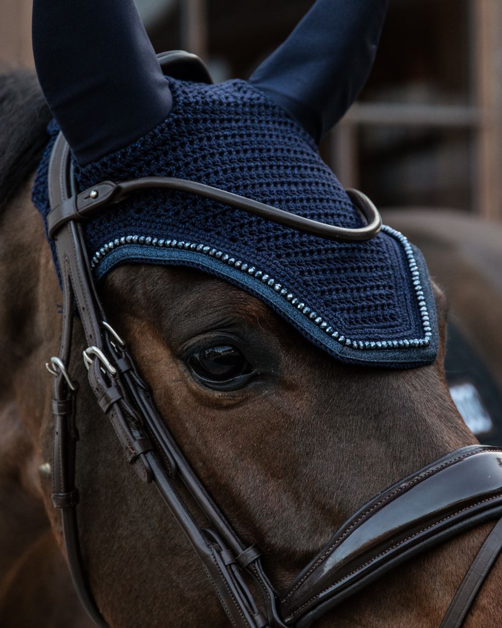 Kentucky Horsewear Vliegenmuts Wellington Glitter rand Soundless Navy