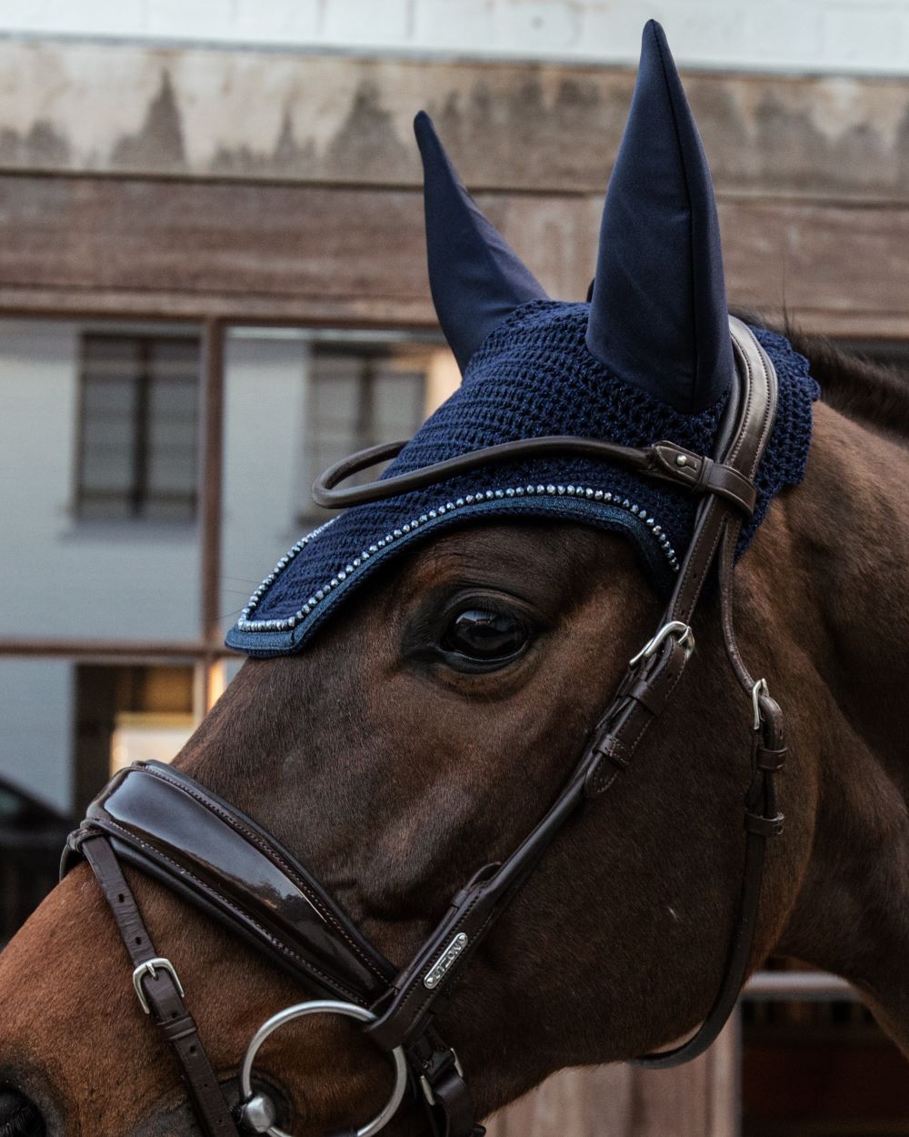 Kentucky Horsewear Vliegenmuts Wellington Glitter rand Soundless Navy