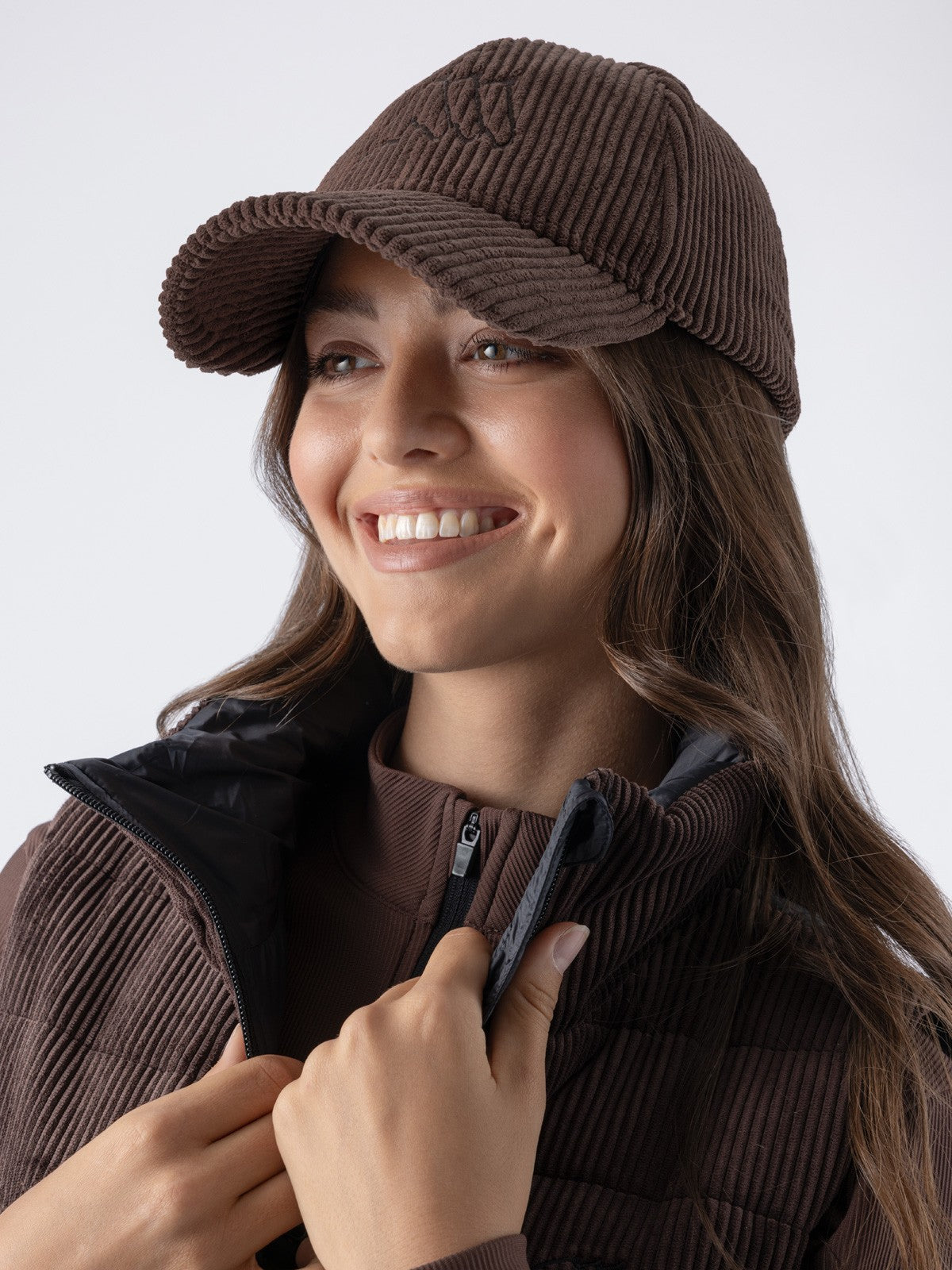 Equiline Baseball Cap Dames Corduroy Eqfalt Cocoa Powder