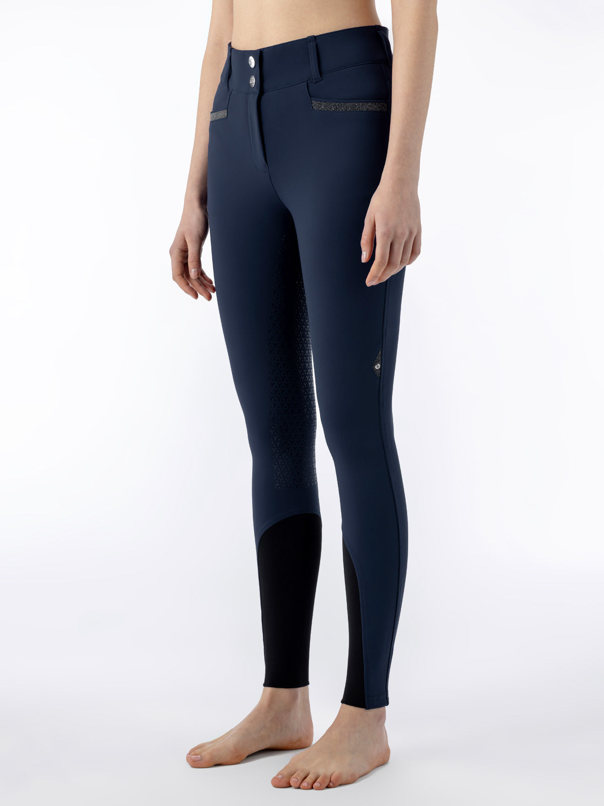 Equiline rijbroek dames full grip hoge band Crystalef Navy