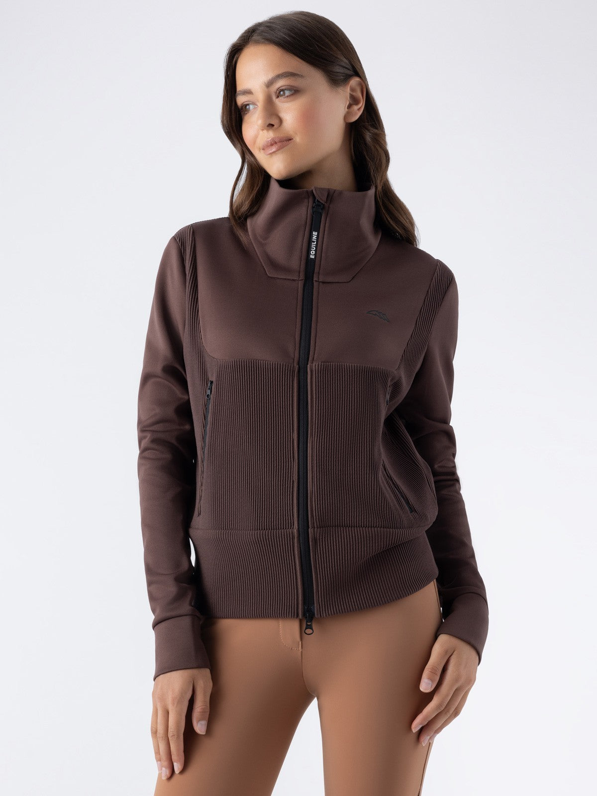 Equiline Sweatvest Dames Full Zip Eqembres Cocoa Powder