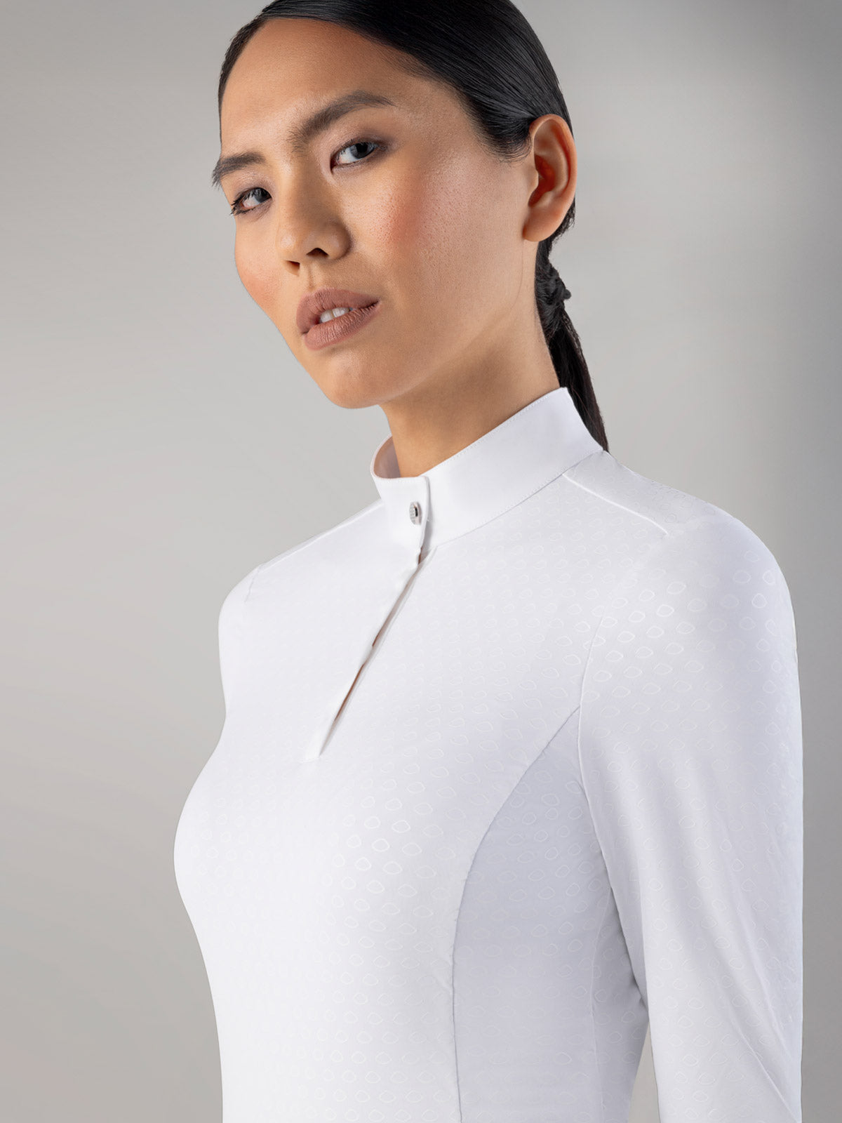 Equiline Wedstrijdshirt Dames Lange Mouwen Cols Wit