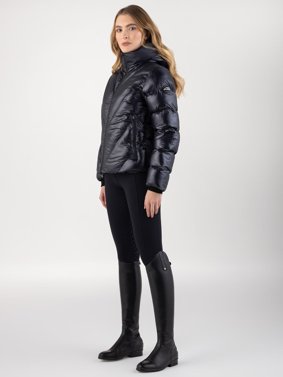 Equiline Gewatteerde Jas Dames Coolbomb Glossy Zwart