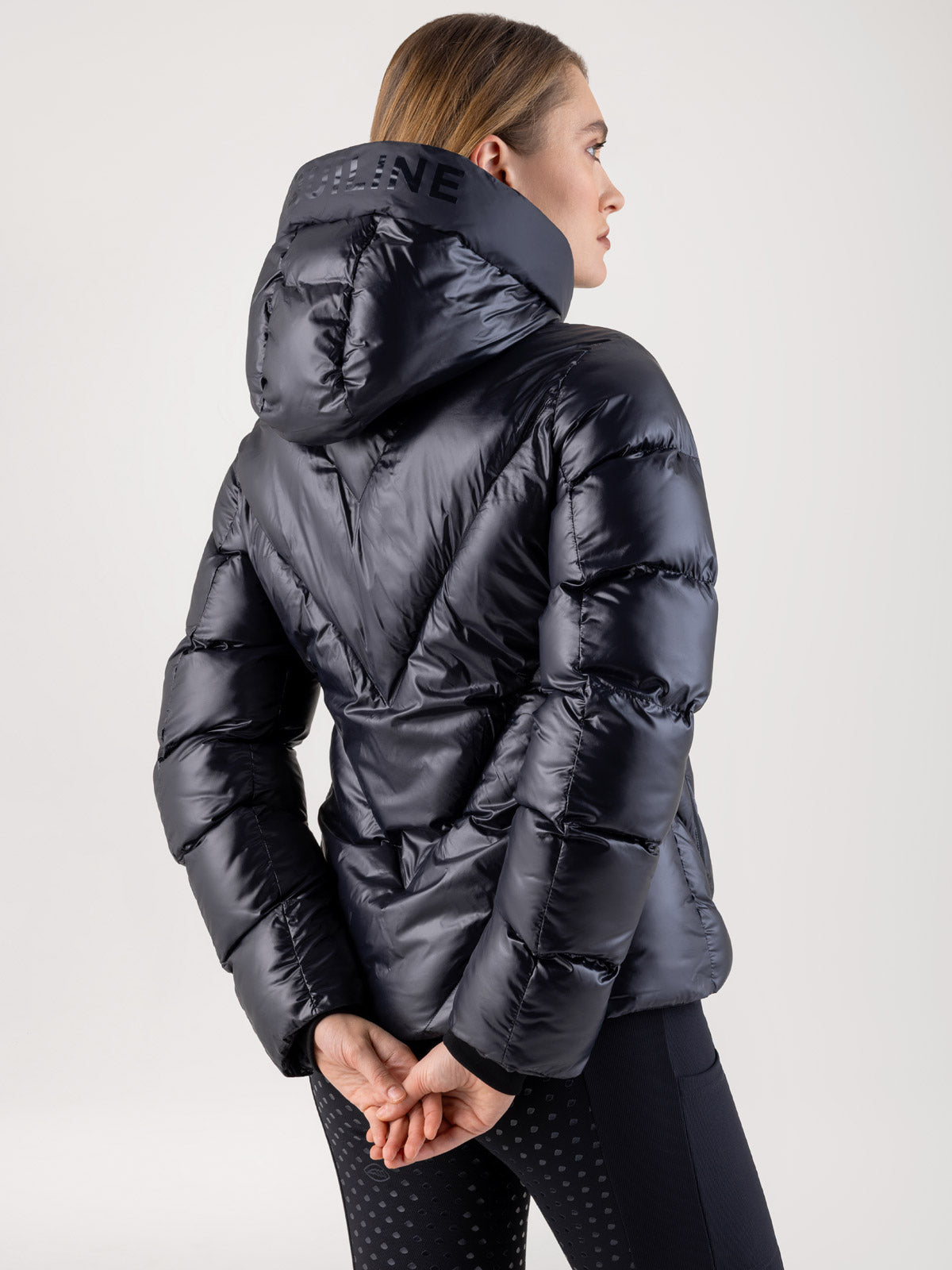 Equiline Gewatteerde Jas Dames Coolbomb Glossy Zwart
