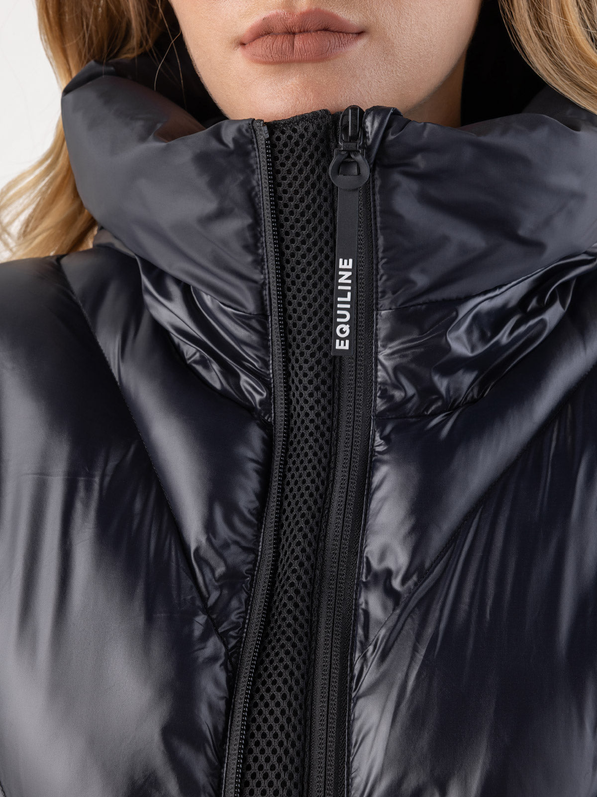 Equiline Gewatteerde Jas Dames Coolbomb Glossy Zwart
