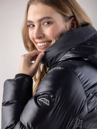 Equiline Gewatteerde Jas Dames Coolbomb Glossy Zwart