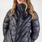 Equiline Gewatteerde Jas Dames Coolbomb Glossy Zwart