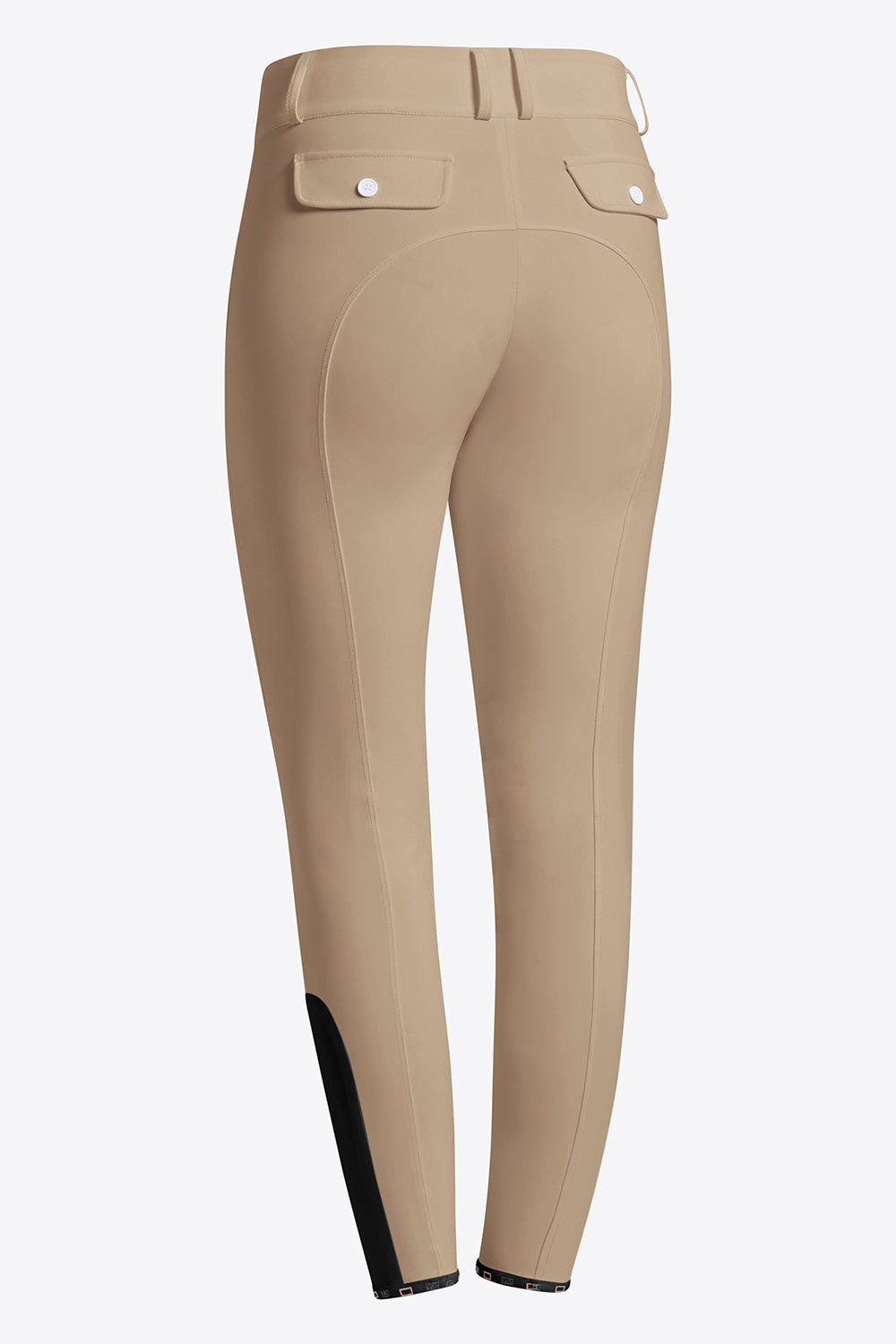 RG rijbroek knie grip dames met hoge band klepzakjes beige