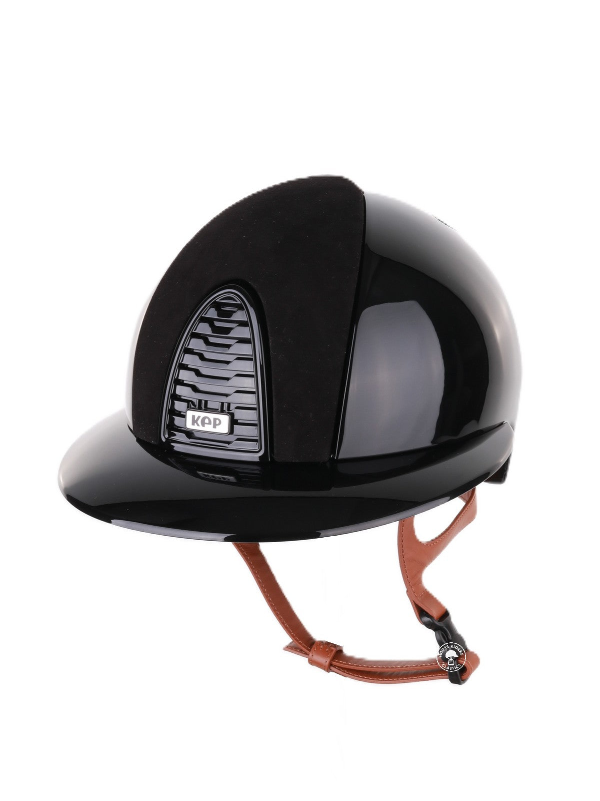 Kep Italia Paardrijhelm Cromo 2.0 Polish Polo Klep Zwart Suede Insert Beige Kinband